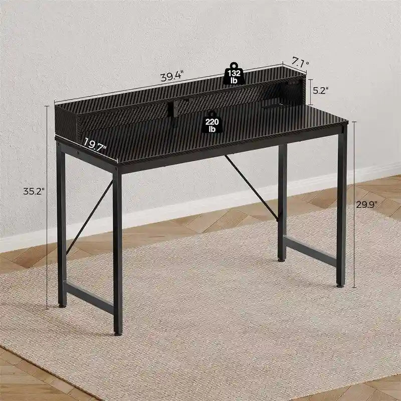 Computer Desk with LED Lights - Brown/Black/White, 39"