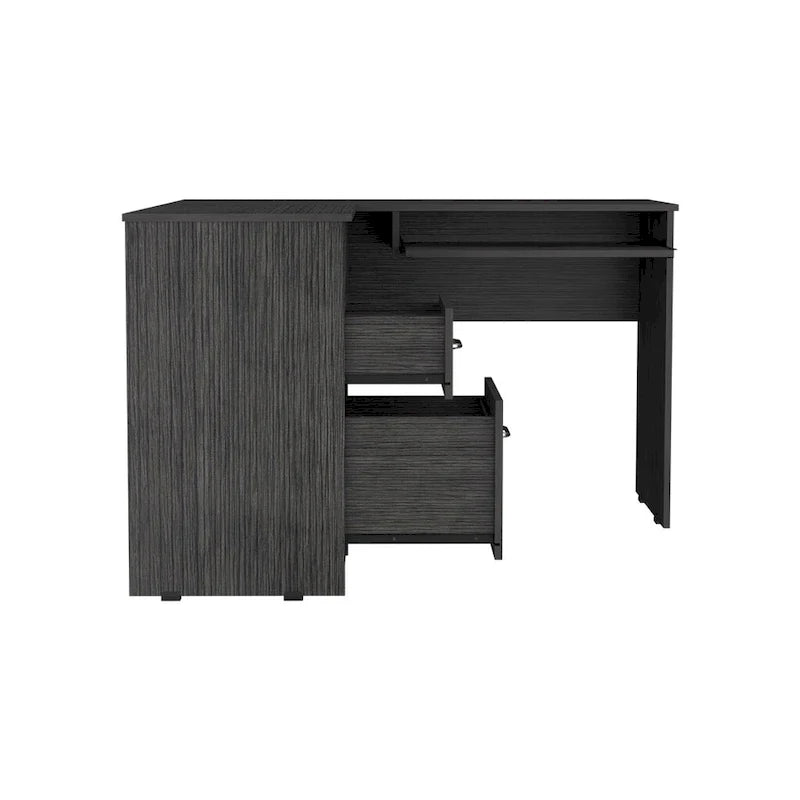 L-Shaped Desk with Keyboard Shelf - Dark Gray/Gray