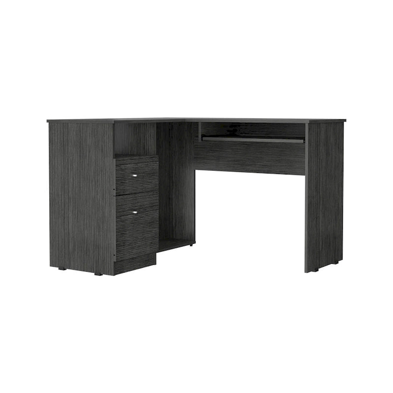 L-Shaped Desk with Keyboard Shelf - Dark Gray/Gray