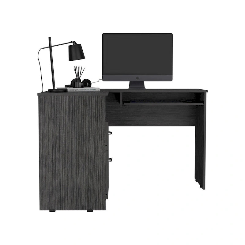 L-Shaped Desk with Keyboard Shelf - Dark Gray/Gray