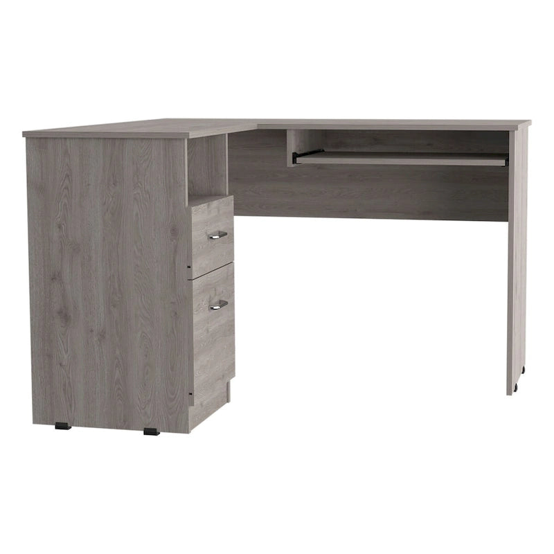 L-Shaped Desk with Keyboard Shelf - Dark Gray/Gray