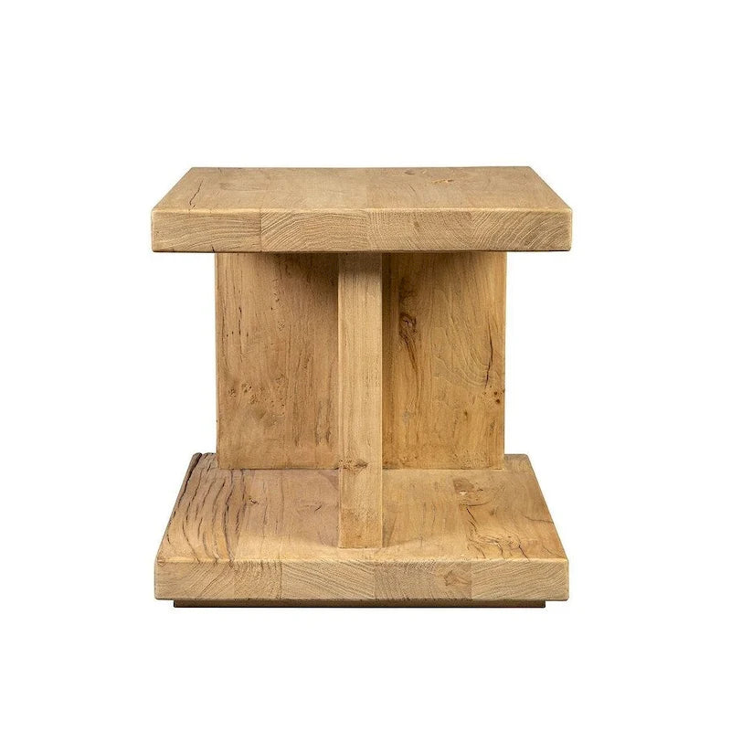 Reclaimed Elm Side Table - Natural Wood