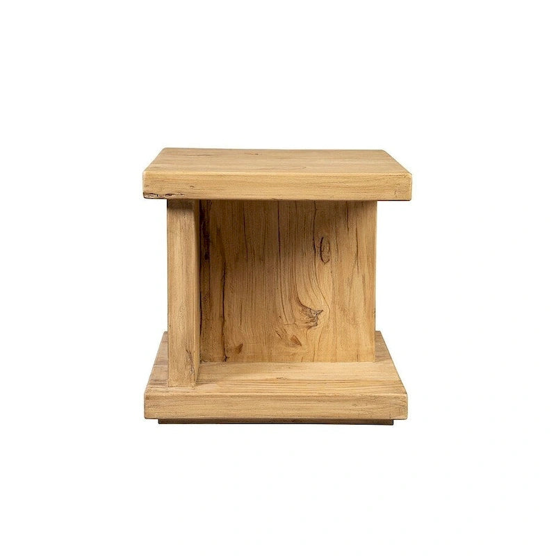 Reclaimed Elm Side Table - Natural Wood