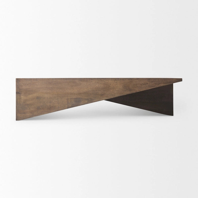 West Medium Brown Solid Wood Angular Coffee Table - 58.5L x 19W x 19H