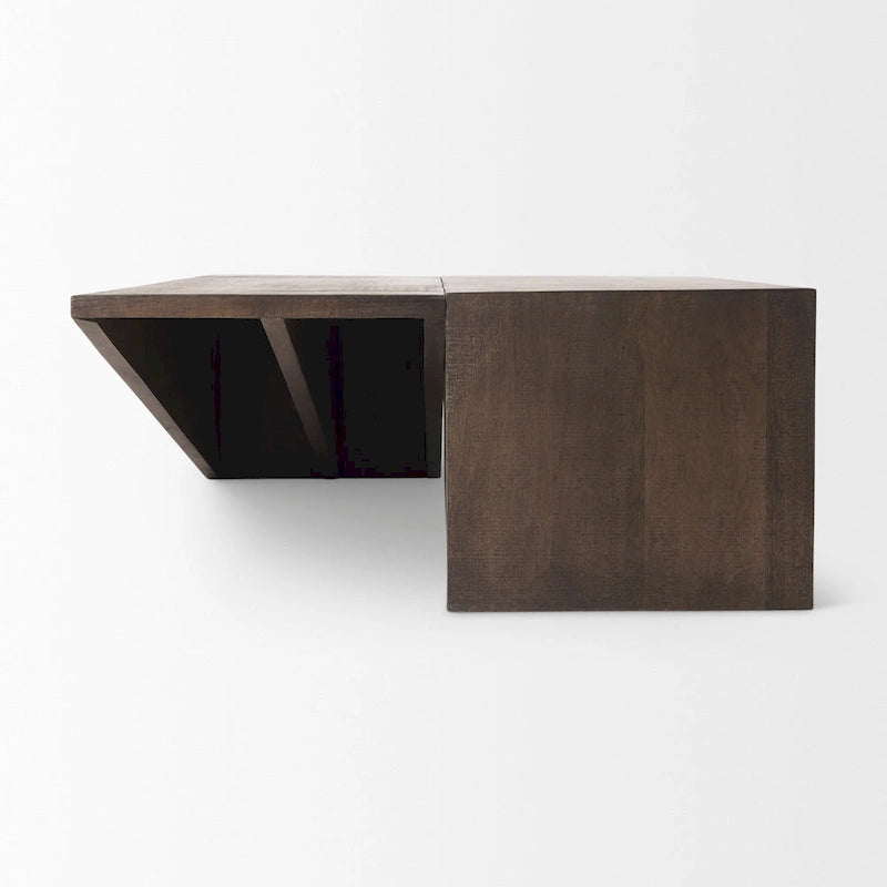 West Medium Brown Solid Wood Angular Coffee Table - 58.5L x 19W x 19H