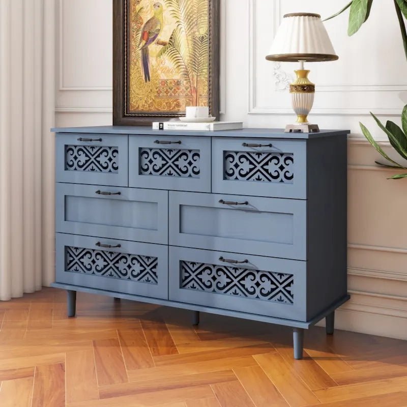 7-Drawer Cabinet - Blue/Dark Green