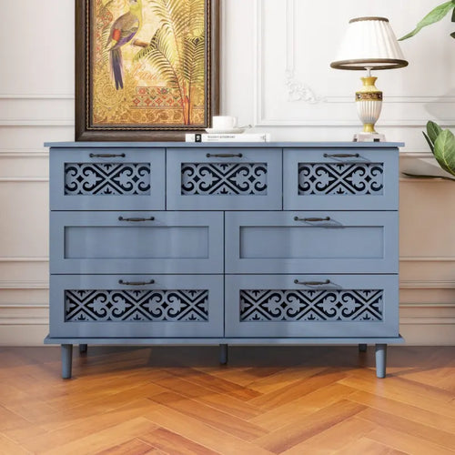 7-Drawer Cabinet - Blue/Dark Green