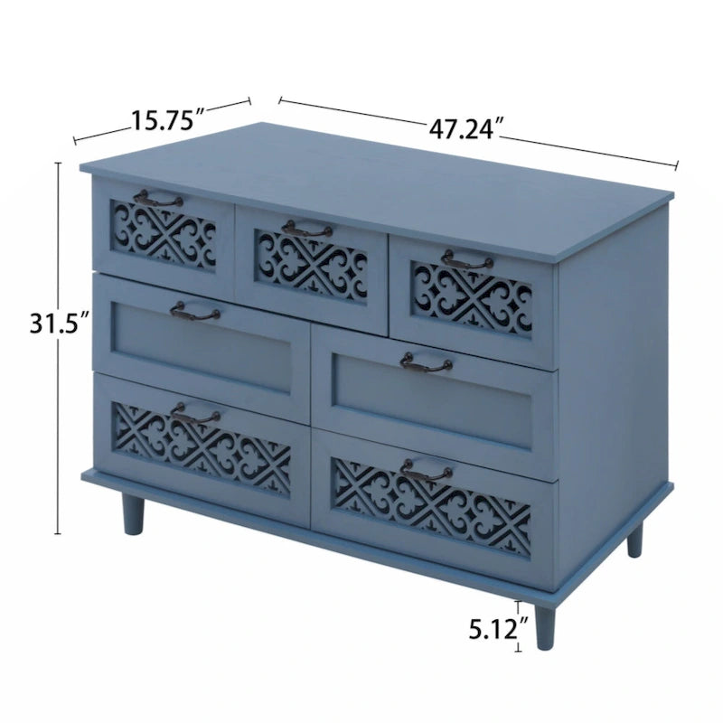 7-Drawer Cabinet - Blue/Dark Green