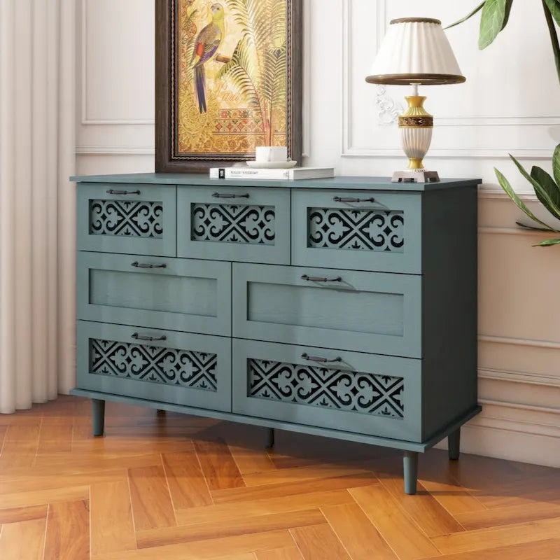 7-Drawer Cabinet - Blue/Dark Green