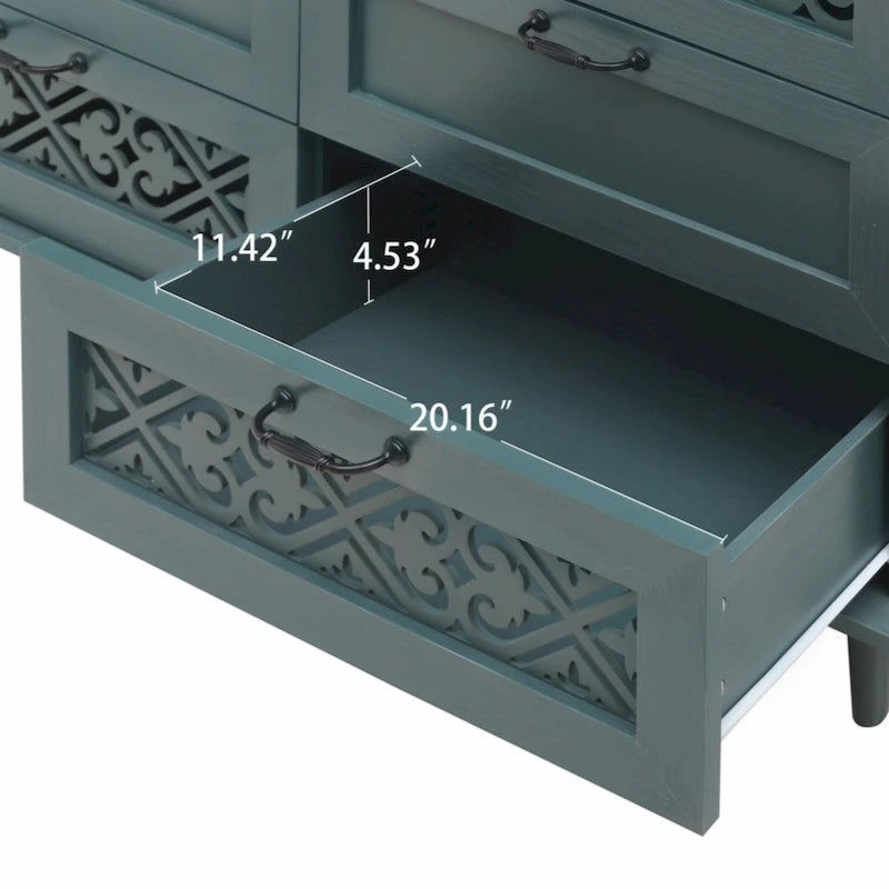 7-Drawer Cabinet - Blue/Dark Green