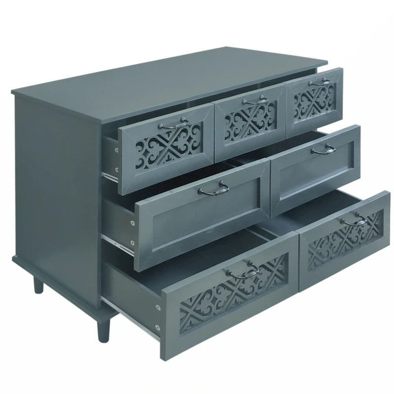 7-Drawer Cabinet - Blue/Dark Green