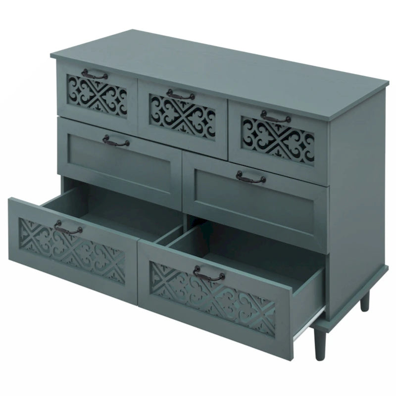 7-Drawer Cabinet - Blue/Dark Green