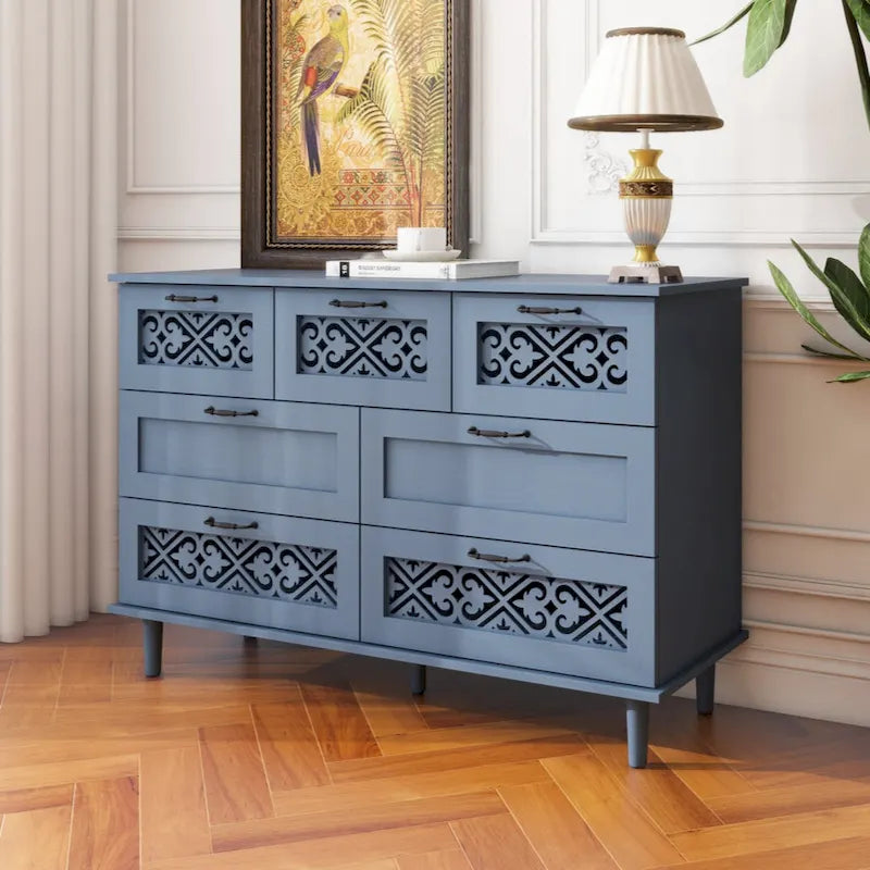 7-Drawer Cabinet - Blue/Dark Green