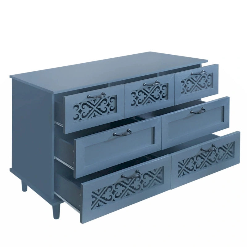 7-Drawer Cabinet - Blue/Dark Green