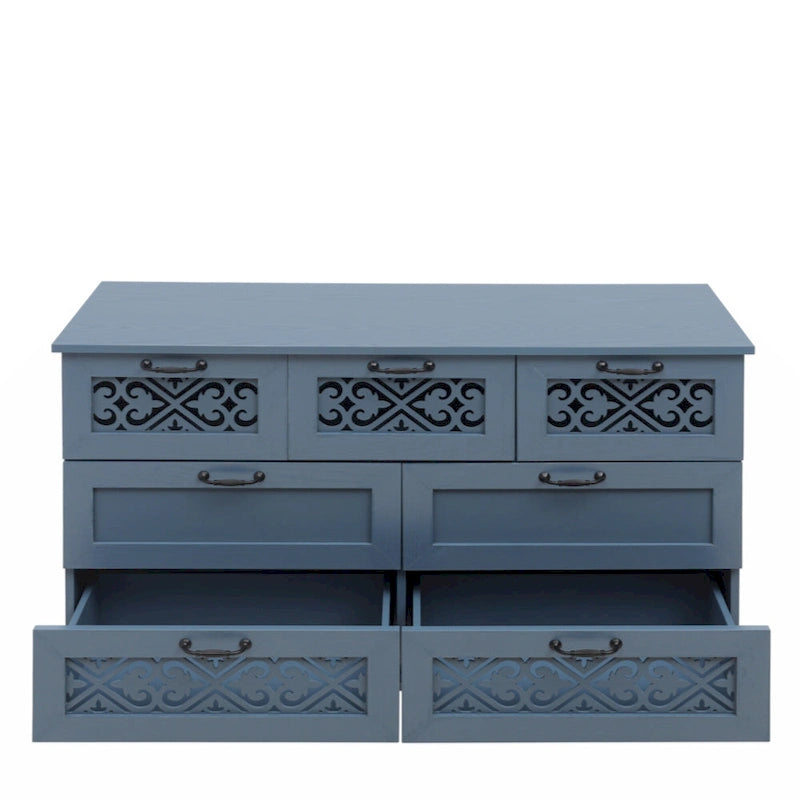 7-Drawer Cabinet - Blue/Dark Green