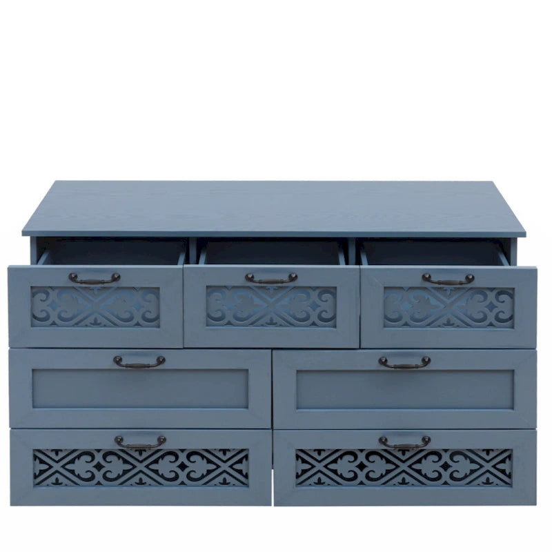 7-Drawer Cabinet - Blue/Dark Green