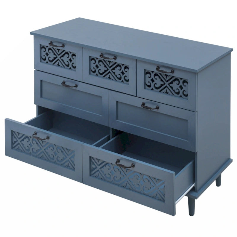 7-Drawer Cabinet - Blue/Dark Green