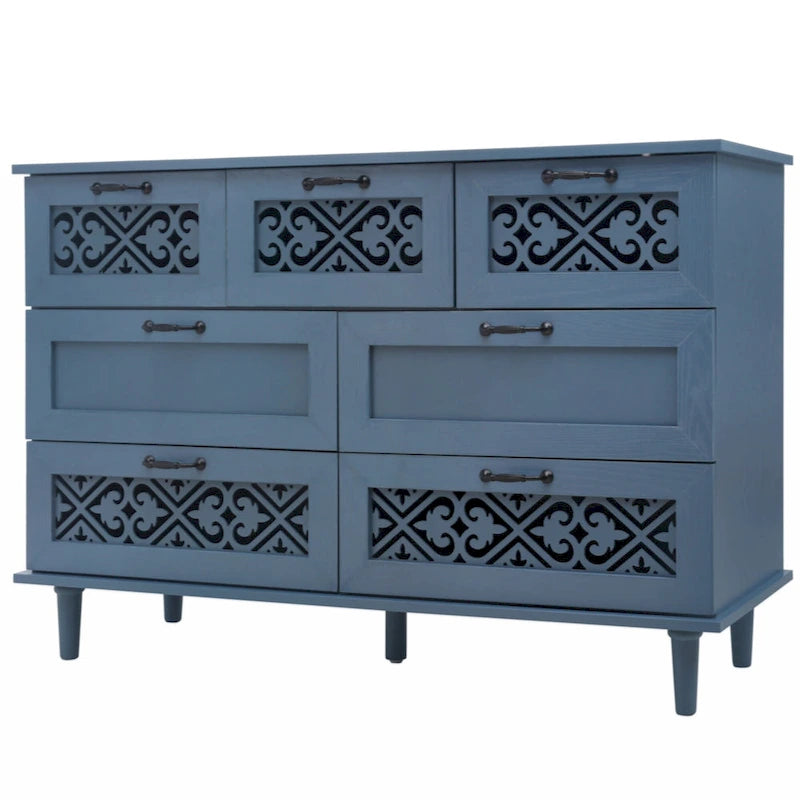 7-Drawer Cabinet - Blue/Dark Green
