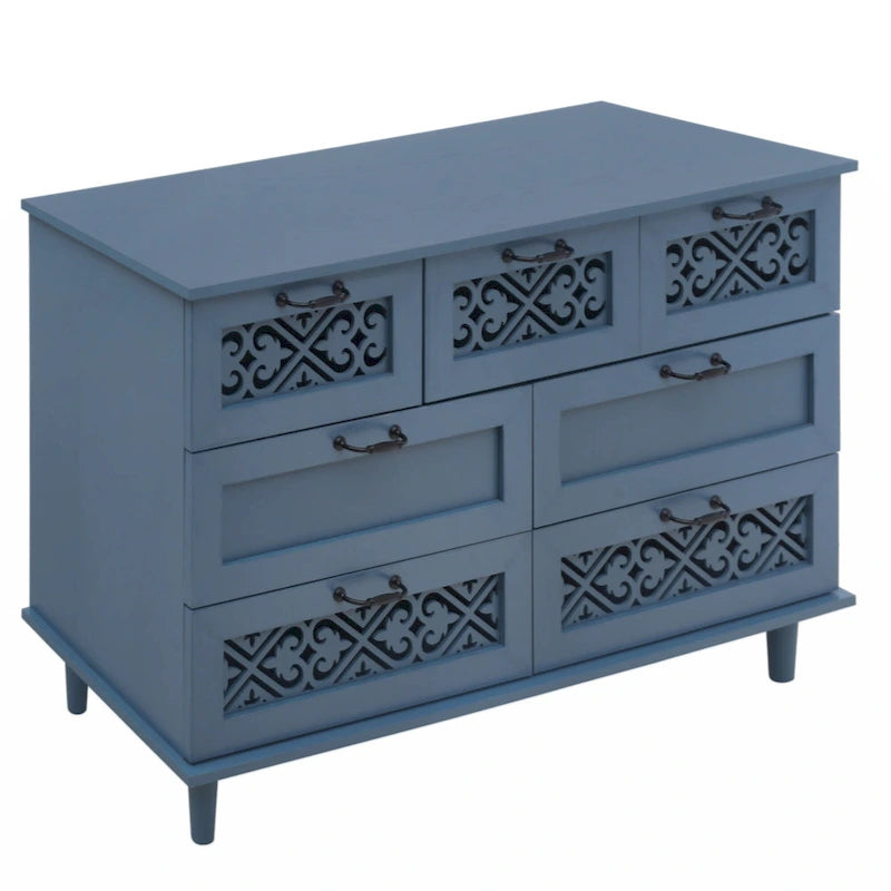 7-Drawer Cabinet - Blue/Dark Green