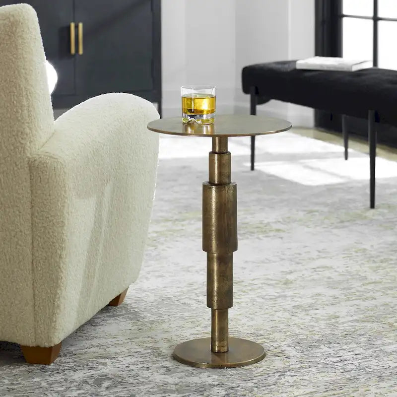 Stacked Column Accent Table - Gold Aluminum
