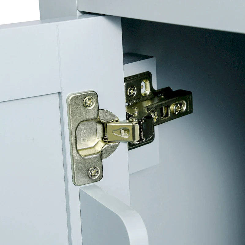 Kitchen Island with Wheels and Drop Leaf - Blue/White/Black, 3-Drawer