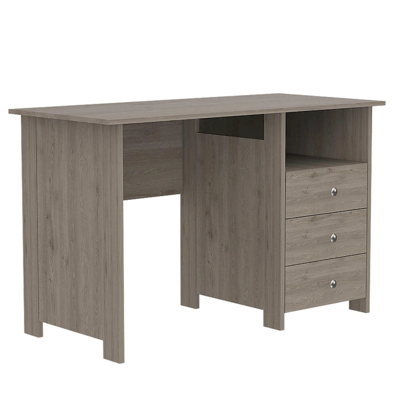 Computer Desk with Drawers and Shelf - Grey