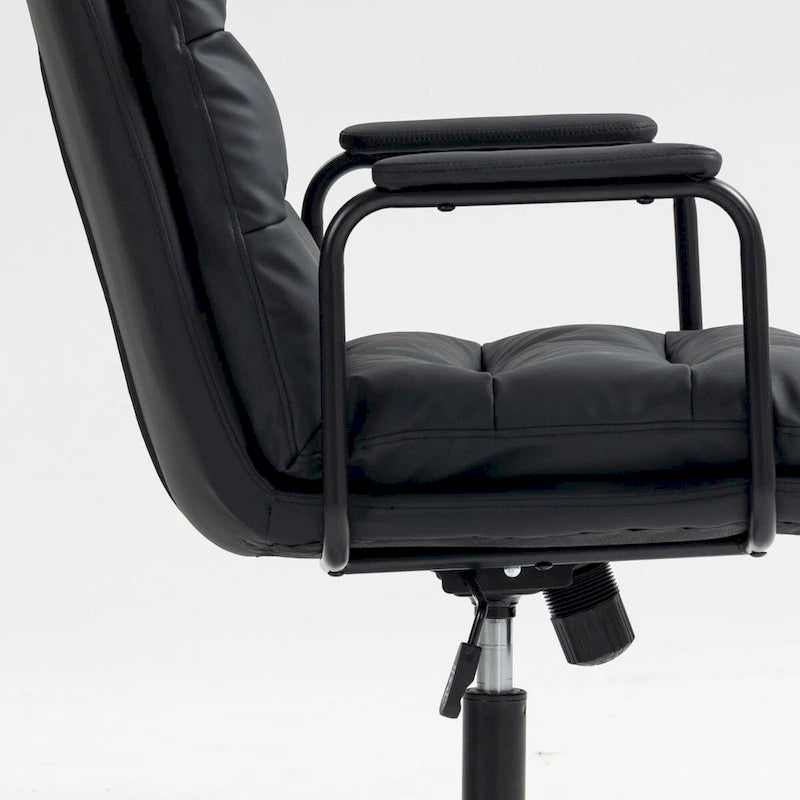 Office Chair,Mid Back Home Office Desk Task Chair with Wheels and Arms Ergonomic PU Leather Computer Rolling Swivel Chair