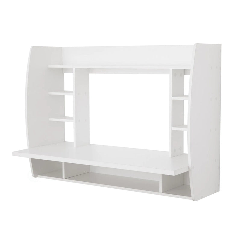 Versatile Wall Mount Floating Computer Desk - Stylish and Space-Saving Writing Study Table with Shelves - Ideal for Living Room