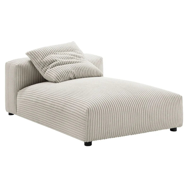 Modular Corduroy Chaise Lounge - Almond/Fern, Single Seat