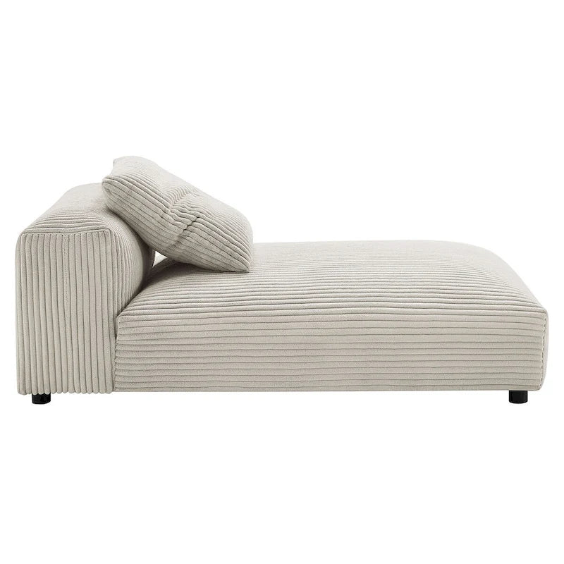 Modular Corduroy Chaise Lounge - Almond/Fern, Single Seat
