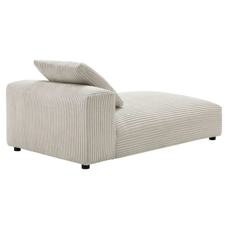 Modular Corduroy Chaise Lounge - Almond/Fern, Single Seat