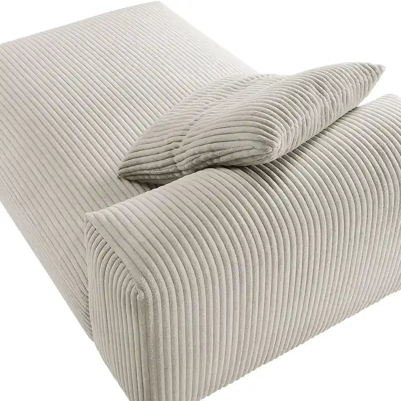 Modular Corduroy Chaise Lounge - Almond/Fern, Single Seat