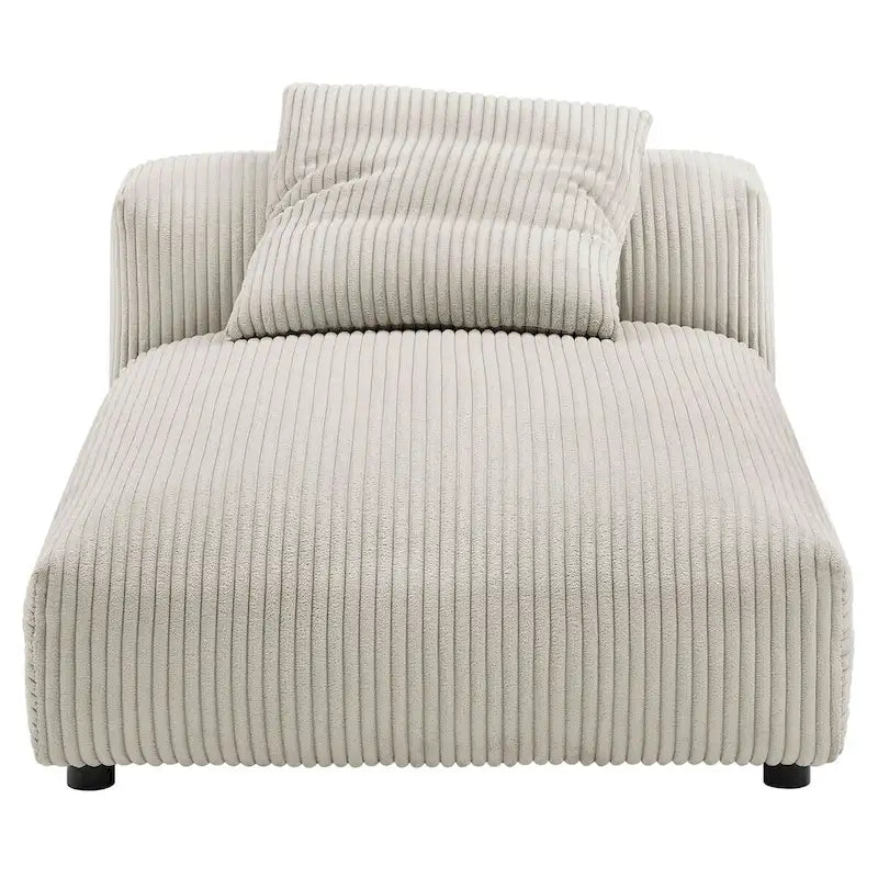 Modular Corduroy Chaise Lounge - Almond/Fern, Single Seat