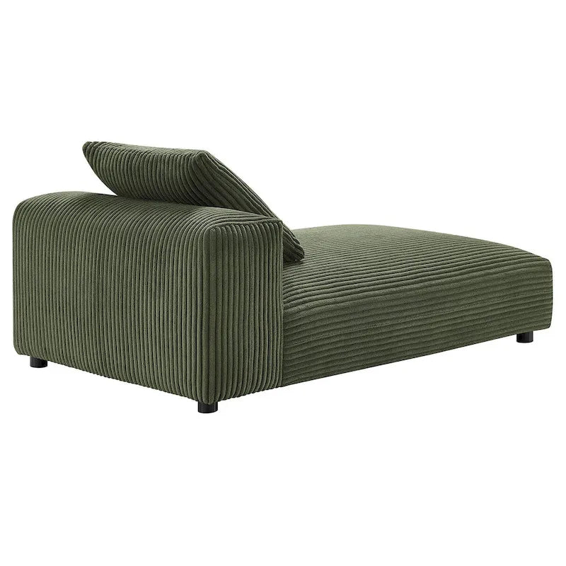 Modular Corduroy Chaise Lounge - Almond/Fern, Single Seat