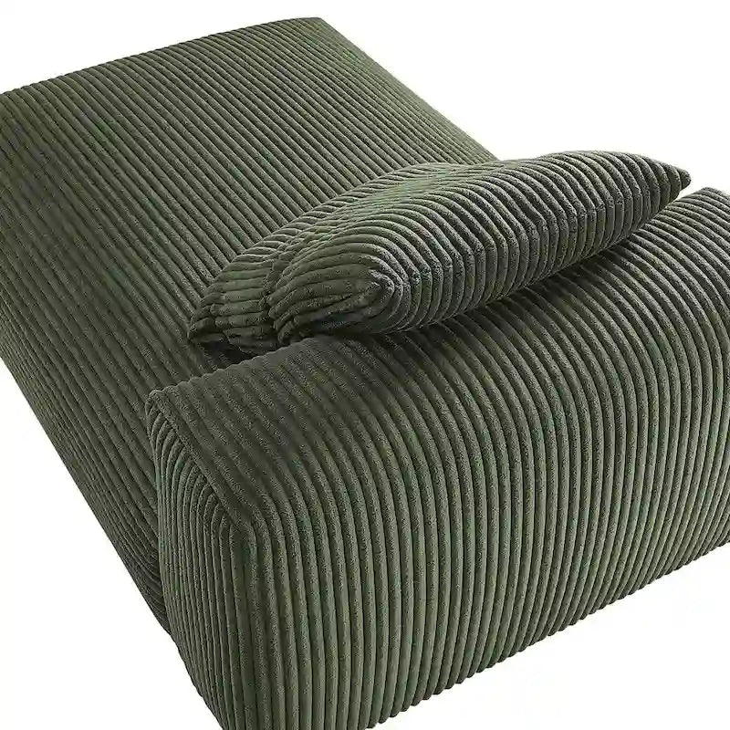 Modular Corduroy Chaise Lounge - Almond/Fern, Single Seat