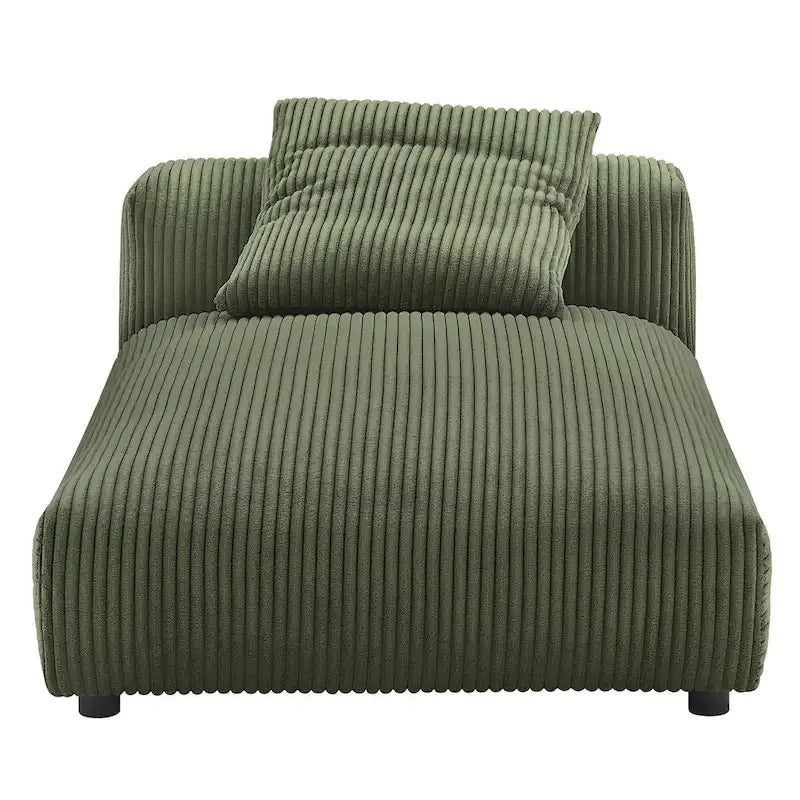 Modular Corduroy Chaise Lounge - Almond/Fern, Single Seat
