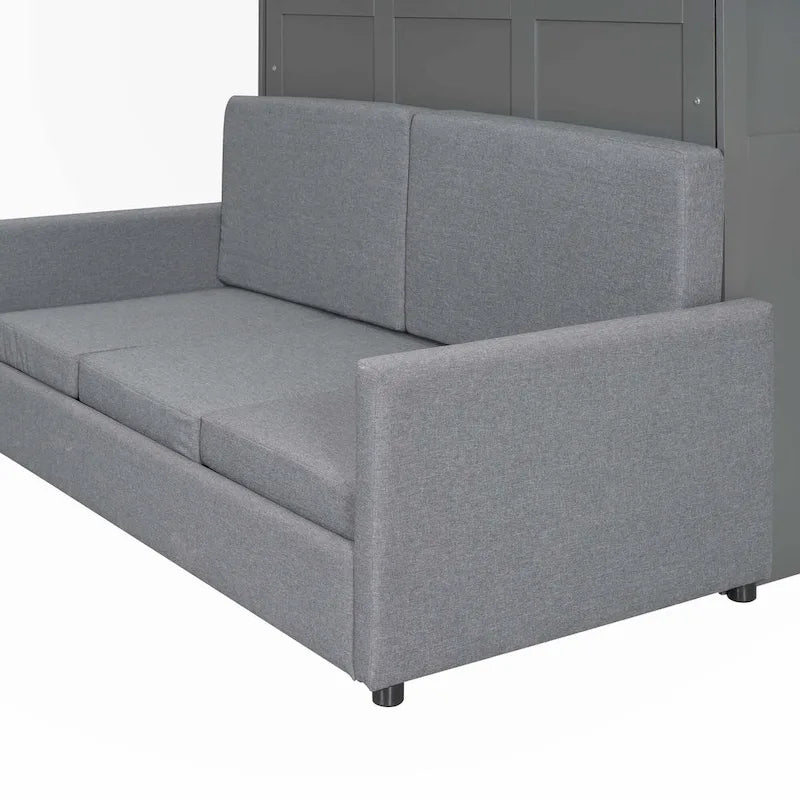 Wall Bed with Sofa - Queen Size (Gray/White)